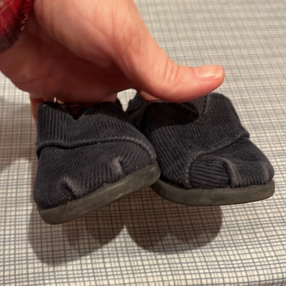 Toms Tiny Alpargata Navy Blue Corduroy Baby Toddler Shoes Size T6